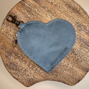 Portland Leather Heart Keychain Pouch FAST SHIP AQUA Heart NEW